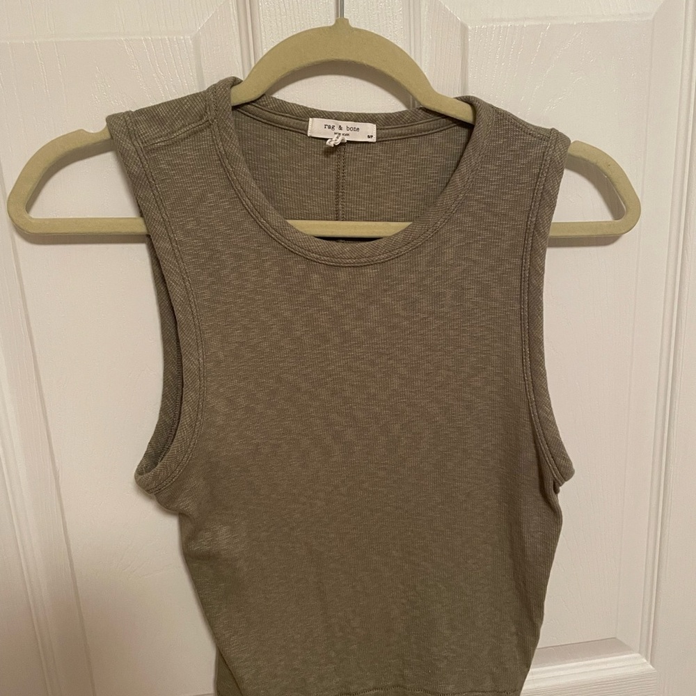 Rag & Bone Green Cropped Muscle Tee Tank Top